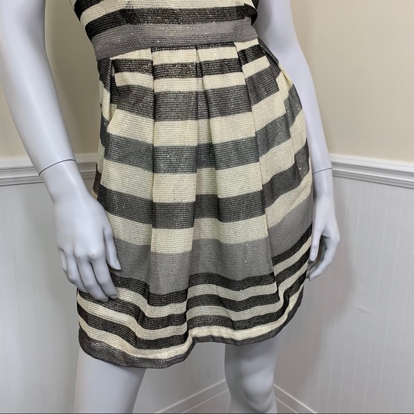 BCBG Striped Sparkle A Line Pleated Dress - Picture 3 of 7